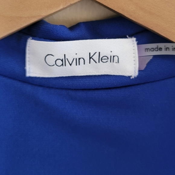 Calvin Klein | Blue Long Sleeve Collared Wrap Dress - Picture 3 of 5